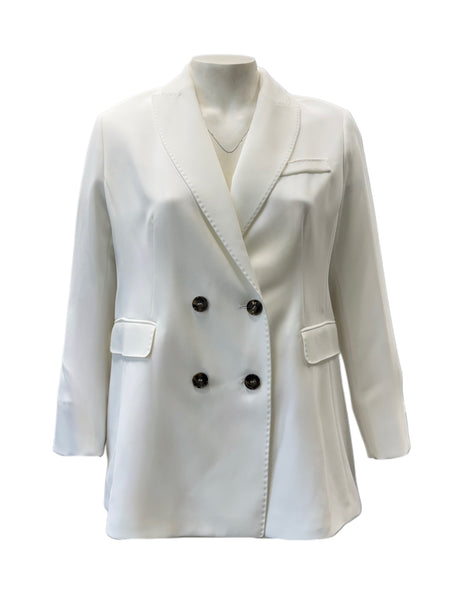 Marina Rinaldi Women's White Canberra Button Closure Blazer NWT