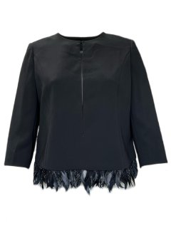 Marina Rinaldi Women's Black Cancan Hook Closure Jacket Size 12W/21 NWT