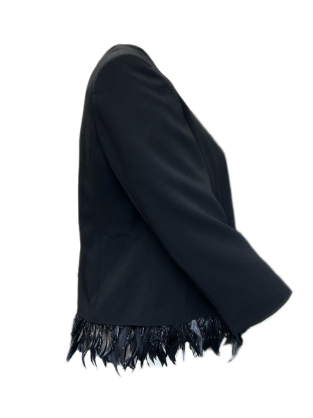 Marina Rinaldi Women's Black Cancan Hook Closure Jacket Size 12W/21 NWT