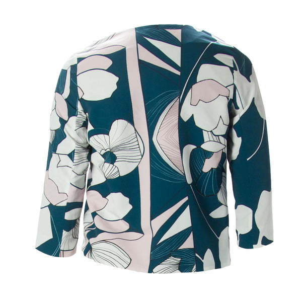 MARINA RINALDI Women's Dark Green Cancan Printed Jacket 8W / 17 $295 NWT