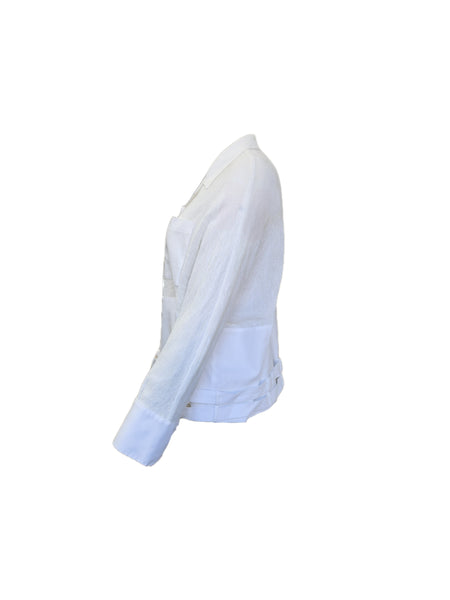 Marina Rinaldi Women's White Canguro Patch Pockets Jacket NWT