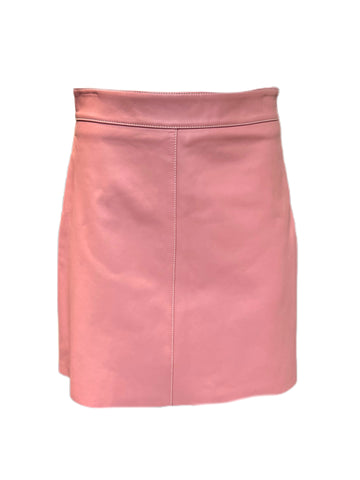 Max Mara Women's Pink Cantu Lamb Leather Mini A Line Skirt Size 4 NWT