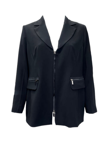 Marina Rinaldi Women's Black Canzone Zipper Front Jacket NWT