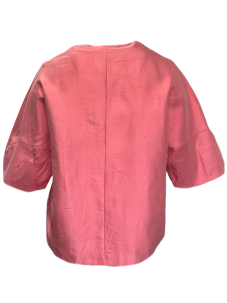 Marina Rinaldi Women's Pink Capitolo Silk Cropped Jacket NWT