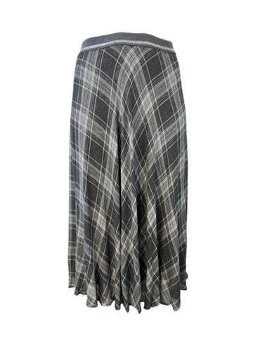Marina Rinaldi Women's Grey Caprera Plaid A Line Midi Skirt NWT