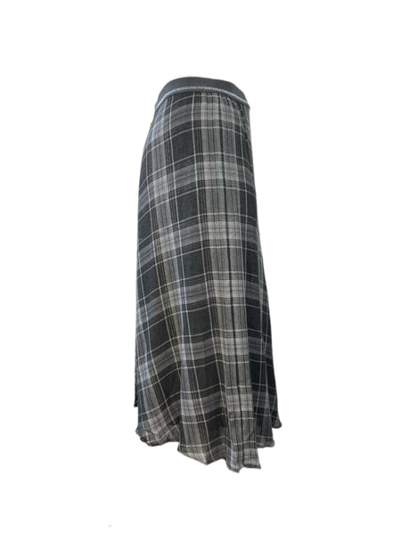 Marina Rinaldi Women's Grey Caprera Plaid A Line Midi Skirt NWT