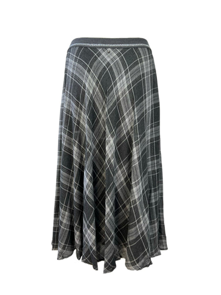 Marina Rinaldi Women's Grey Caprera Plaid A Line Midi Skirt NWT