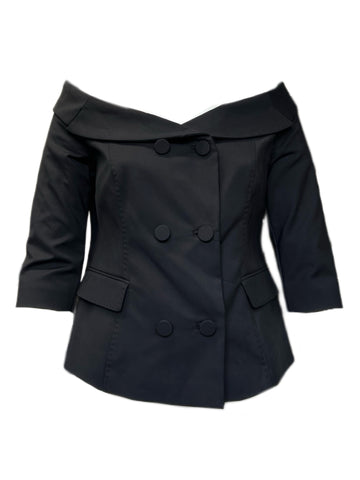 Marina Rinaldi Women's Black Capri Button Closure Jacket Size 12W/21 NWT