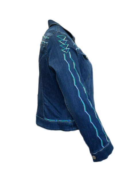 Marina Rinaldi Women's Blue Captare Button Closure Denim Jacket NWT