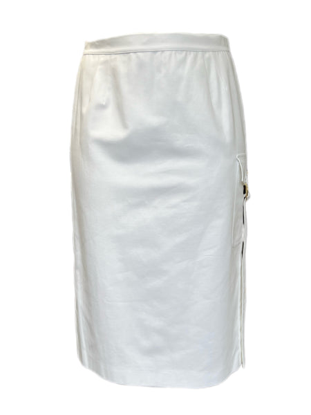 Marina Rinaldi Women's White Carbone Cotton Straight Skirt NWT