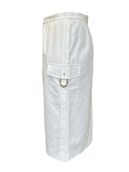 Marina Rinaldi Women's White Carbone Cotton Straight Skirt NWT