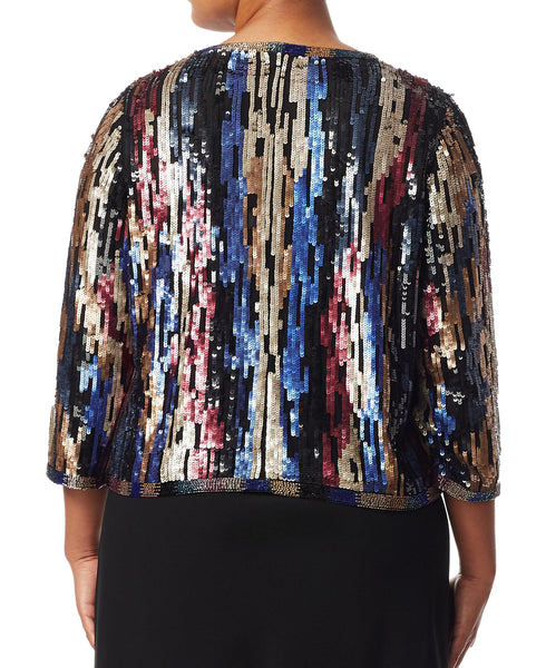 MARINA RINALDI Women's Multicolored Carbonio Sequin Jacket $1350 NWT