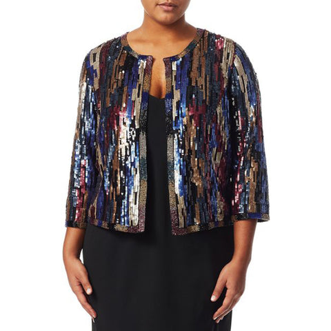 MARINA RINALDI Women's Multicolored Carbonio Sequin Jacket $1350 NWT
