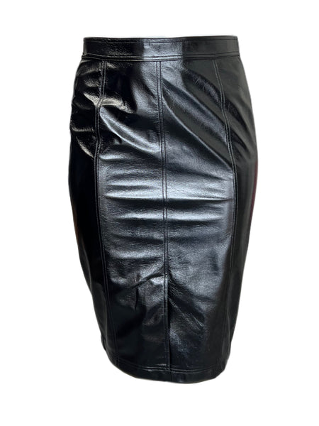 Marina Rinaldi Women's Black Carisma Faux Leather Skirt NWT