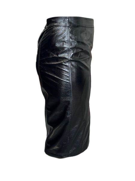 Marina Rinaldi Women's Black Carisma Faux Leather Skirt NWT