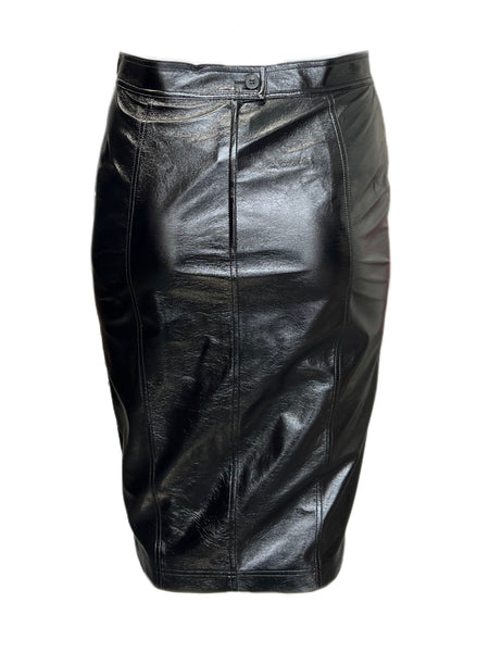 Marina Rinaldi Women's Black Carisma Faux Leather Skirt NWT