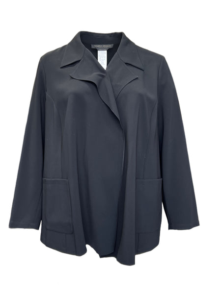 Marina Rinaldi Women's Black Carnet Open Front Jacket NWT