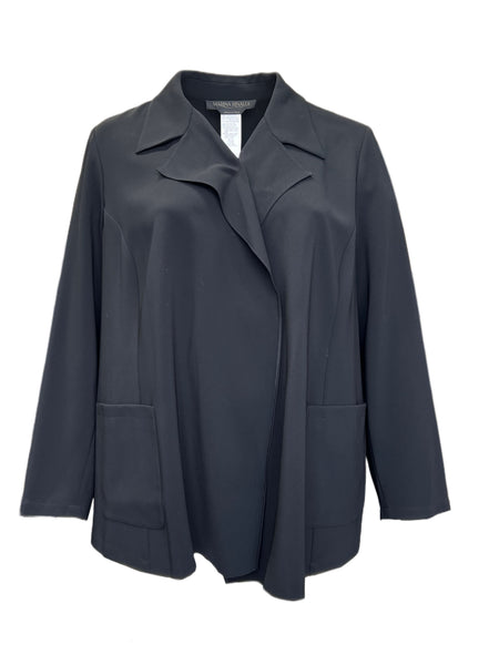 Marina Rinaldi Women's Black Carnet Open Front Jacket NWT