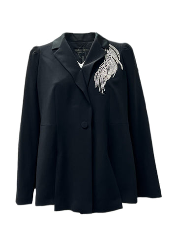 Marina Rinaldi Women's Black Carnet Embellished Blazer Size 22W/31 NWT