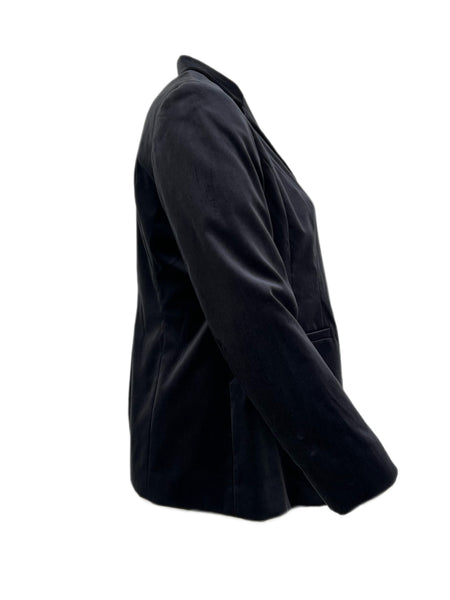 Marina Rinaldi Women's Black Carnet Faux Pockets Velour Blazer NWT