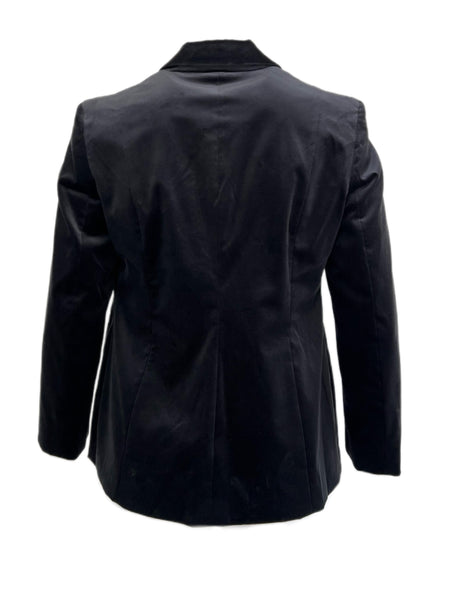 Marina Rinaldi Women's Black Carnet Faux Pockets Velour Blazer NWT