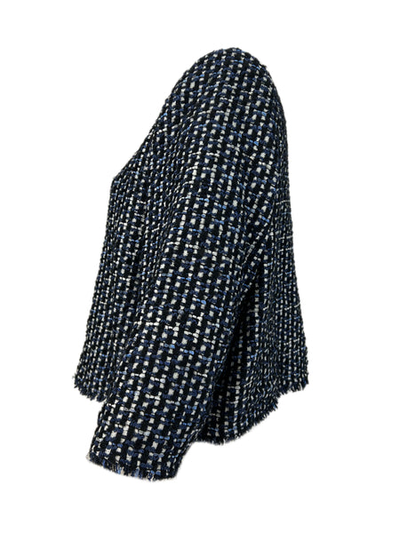 Marina Rinaldi Women's Navy Casanova Cropped Tweed Jacket NWT