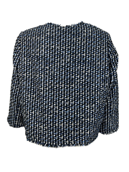 Marina Rinaldi Women's Navy Casanova Cropped Tweed Jacket NWT