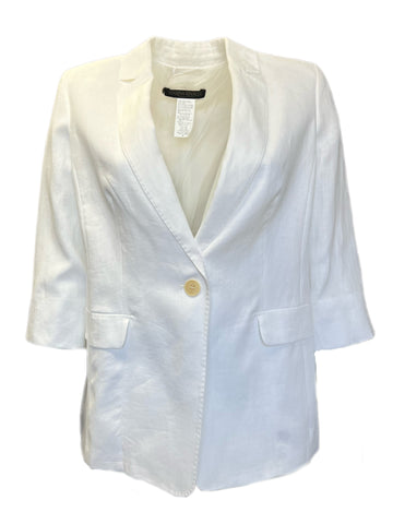 Marina Rinaldi Women's White Casanova One Button Flax Blazer NWT