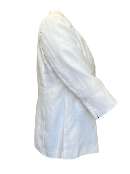 Marina Rinaldi Women's White Casanova One Button Flax Blazer NWT