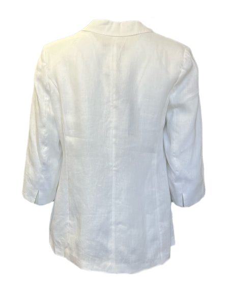 Marina Rinaldi Women's White Casanova One Button Flax Blazer NWT