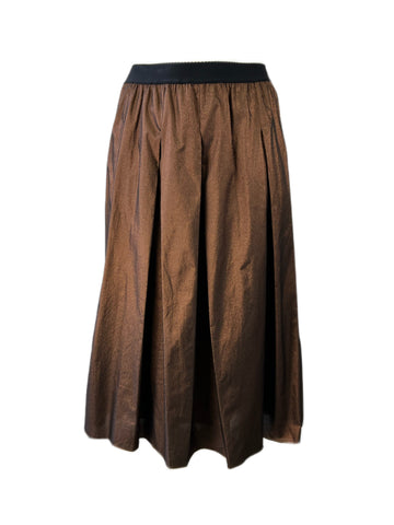 Marina Rinaldi Women's Bronze Casella Pleated A Line Skirt NWT