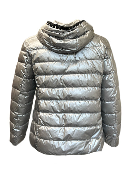 Marina Rinaldi Women's Silver Caspio Hooded Jacket NWT