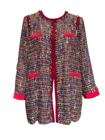 Marina Rinaldi Women's Red Castello Tweed Jacket Size 20W/29 NWT