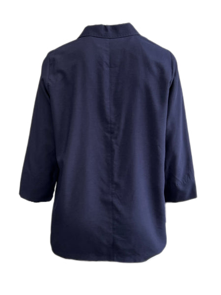 Marina Rinaldi Women's Navy Cedrata Open Front Blazer NWT