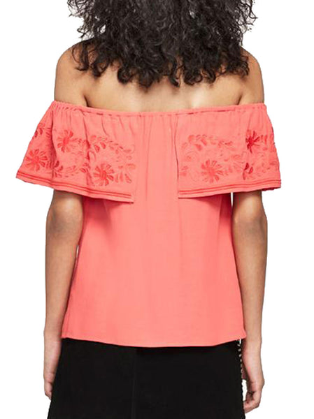 REBECCA MINKOFF Women's Hibiscus Red Off-the-Shoulder Celistine Top $128 NWT