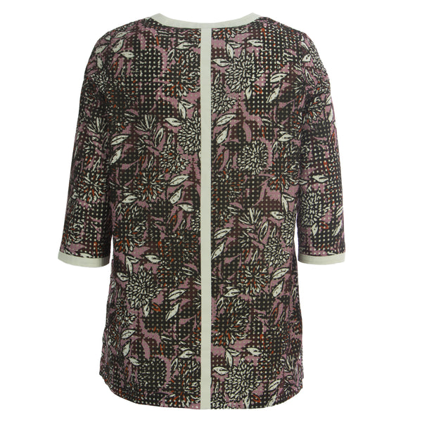MARINA RINALDI Women's Bordeaux Cento Floral Eyelet Shortcoat $670 NWT