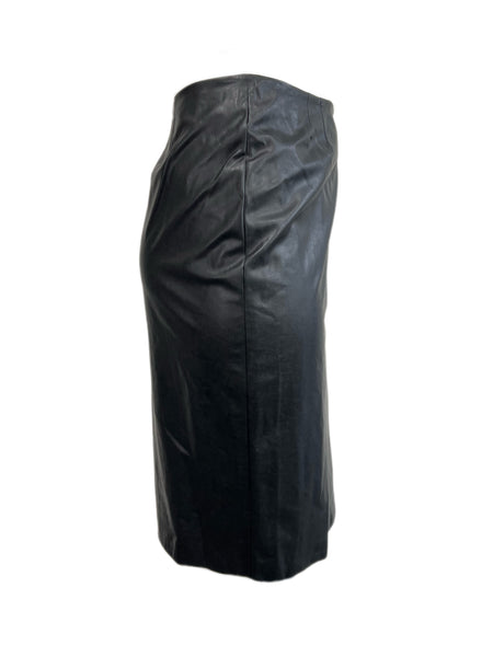 Marina Rinaldi Women's Black Centrale Straight Faux Leather Skirt NWT