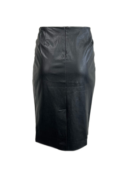 Marina Rinaldi Women's Black Centrale Straight Faux Leather Skirt NWT