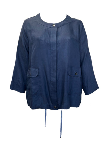 Marina Rinaldi Women's Blue Cereale Button Closure Jacket NWT