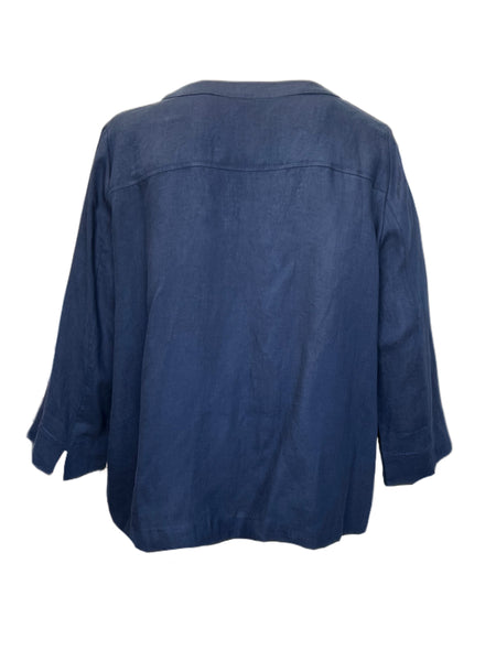 Marina Rinaldi Women's Blue Cereale Button Closure Jacket NWT