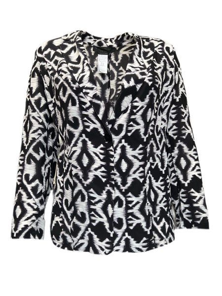 Marina Rinaldi Women's Nero Cesto Printed Silk Blazer NWT