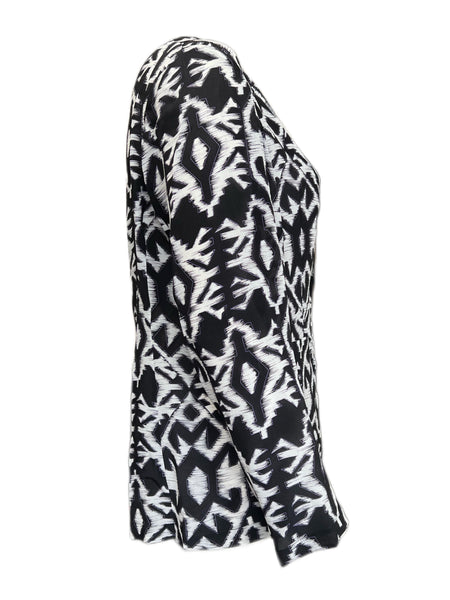 Marina Rinaldi Women's Nero Cesto Printed Silk Blazer NWT