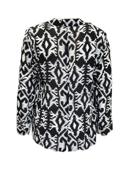Marina Rinaldi Women's Nero Cesto Printed Silk Blazer NWT