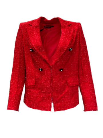 Marina Rinaldi Women's Red Chance Tweed Blazer NWT