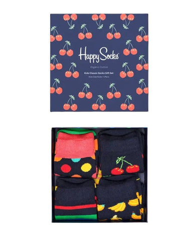 HAPPY SOCKS Kid's Classic Socks Cherry Gift Set 4 Pairs Size 2-3 Years NWB