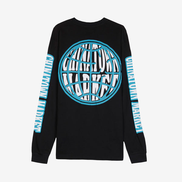 Chinatown Market Men's Black Globe Logo Long Sleeve Shirt Rare NWT