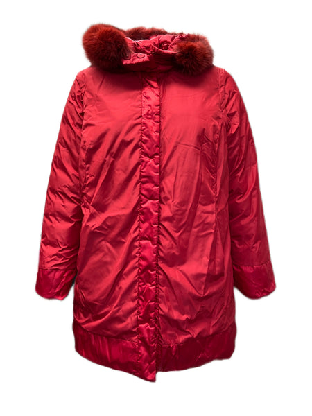 Marina Rinaldi Women's Red Cipresso Hooded Reversible Jacket NWT