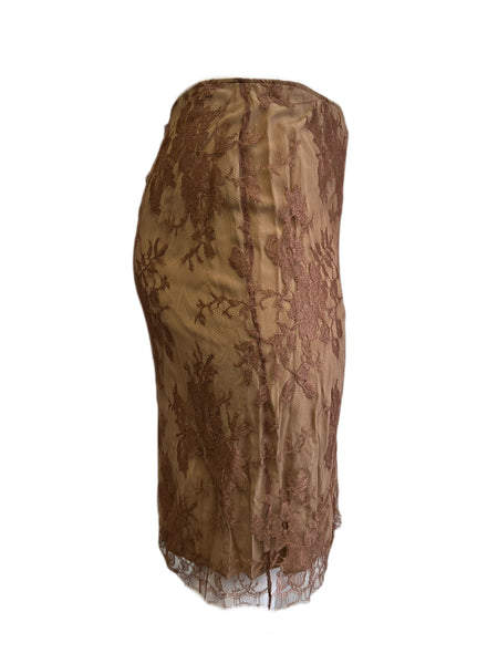 Marina Rinaldi Women's Brown Cipria Mesh Straight Skirt Size 12W/21 NWT