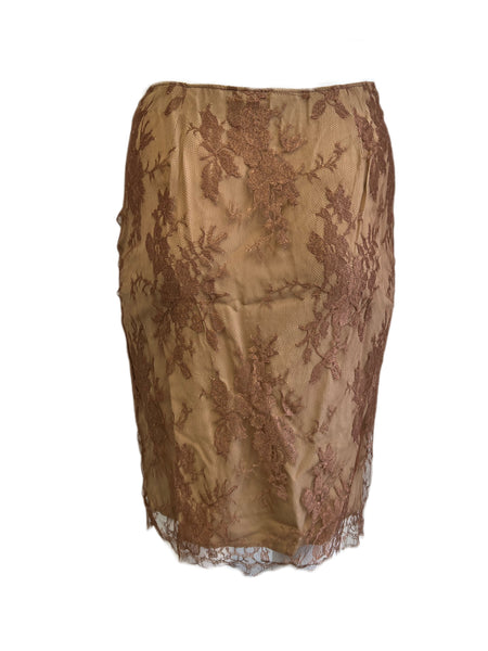 Marina Rinaldi Women's Brown Cipria Mesh Straight Skirt Size 12W/21 NWT