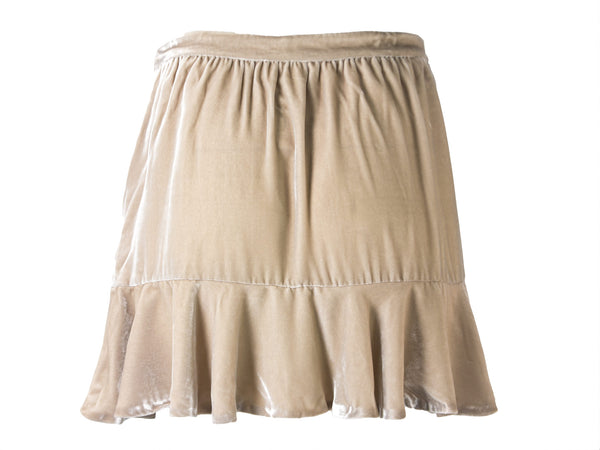 LOVESHACKFANCY Women's Toasted Almond Velvet Clementine Skirt Sz 2 $345 NWOT